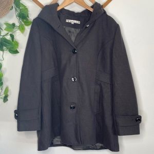 Kenneth Cole NewYork Gray Coat with removable hood 1X